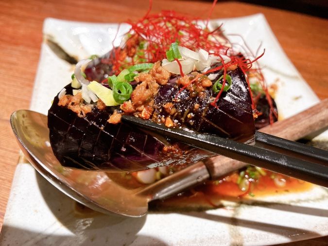 夢玄 茄子と山芋の油淋鶏