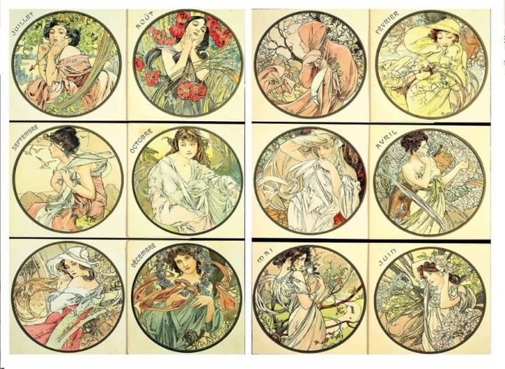 GLOW12月号特別付録 ミュシャのスケジュール帳 12カ月の絵葉書