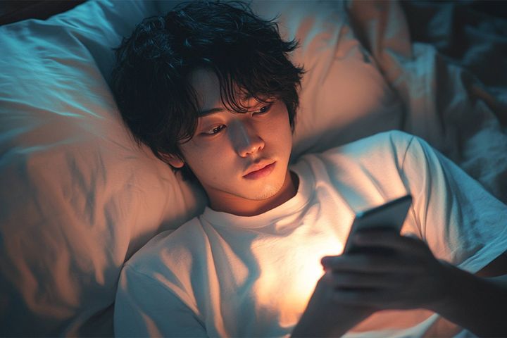 寝る前のスマホいじりで、気付いたら未明の2時！ ※画像はイメージです