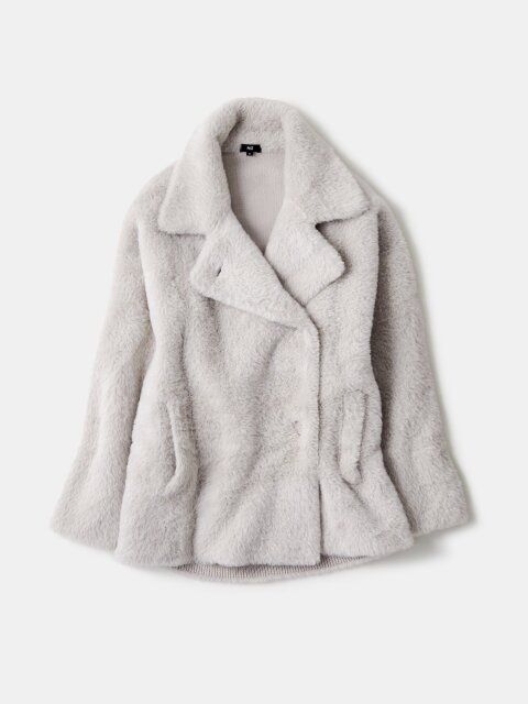 2025plst秋冬フェザーヤーンニットコート