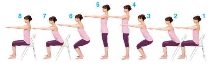 １〜８で、基本のゆるスクワット１回です