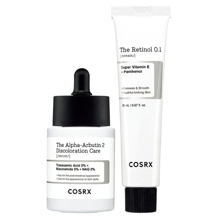 左から：RXザ・アルファアルブチン2 ニキビ跡ケアセラム 23,000ウォン、 RXザ・レチノール 0.1%クリーム25,000ウォン／ともにコスアールエックス