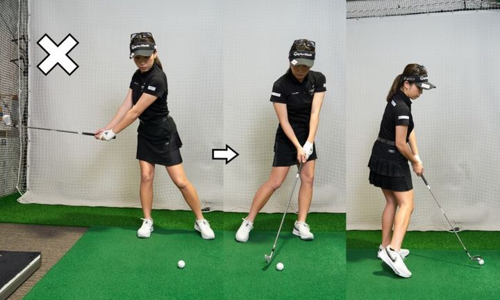 スイング中の“正しい体重移動”とは？「体重を右カカトに…」と女性コーチが解説