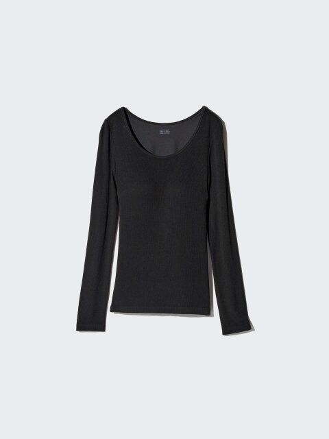 2025秋冬ユニクロ女性極暖ヒートテックリブUネックブラTシャツ