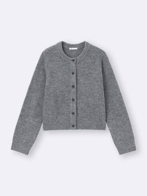 パフニットクルーネックカーディガン