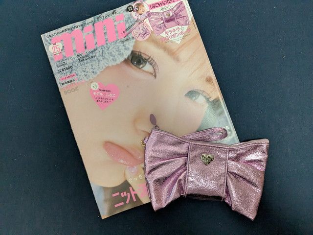 mini 2025年11月号 表紙と付録のリボンポーチ