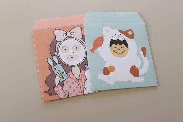 ダイソー ぽち袋（二つ折り、5、窓あき、パック） ぽち袋（二つ折り、4、窓あき、ねこ）