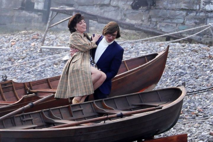 COMO, ITALY - MARCH 18_ Adam Driver and Lady Gaga are seen filming 'House of Gucci' on March 18, 2021 in Como, Italy. (Photo by Vittorio Zunino Celotto/GC Images )