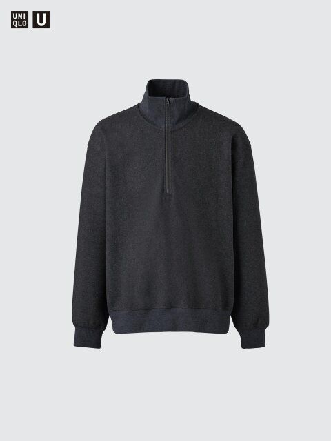 2025秋冬ユニクロ女性おすすめブラッシュドスウェットハーフジップシャツ