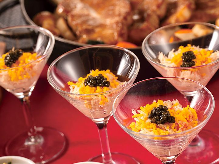 帆立貝と蟹のカクテル キャビア添え