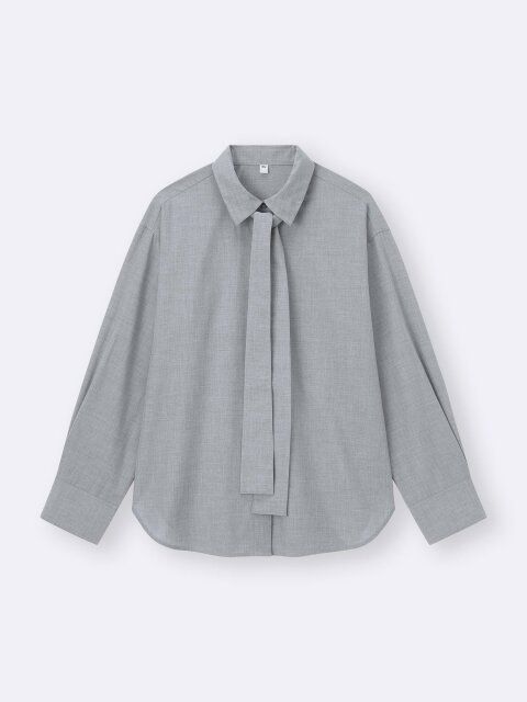 2025GU値下げ秋女性おすすめボウタイシャツ