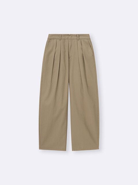 GU チノバレルレッグタックパンツ 32 BEIGE