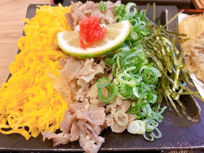 馬関そば 瓦そば・天ぷらセット