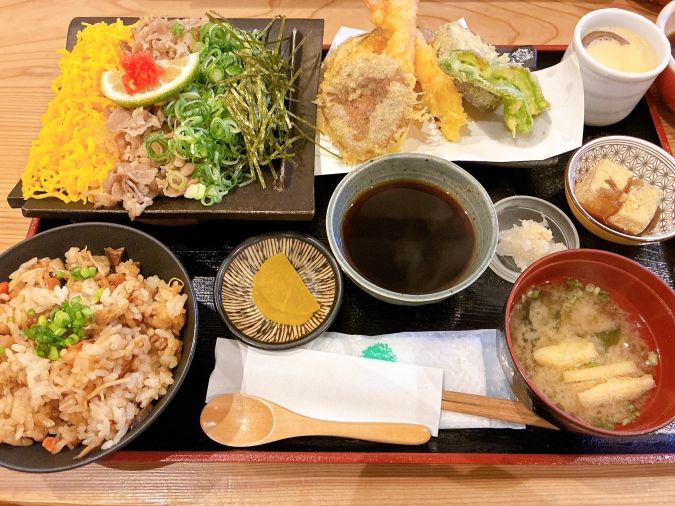 馬関そば 瓦そば・天ぷらセット