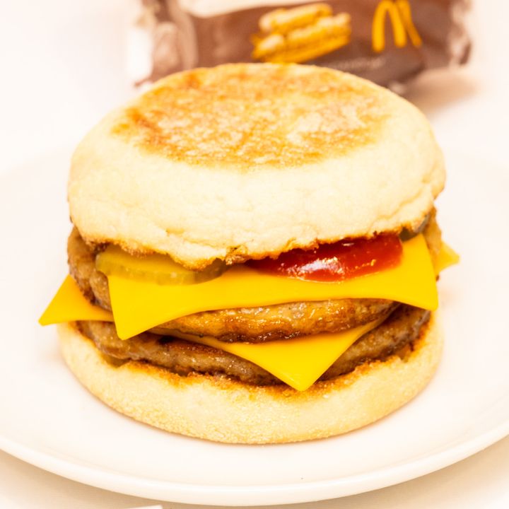 朝マック：ダブチソーセージマフィン 撮影