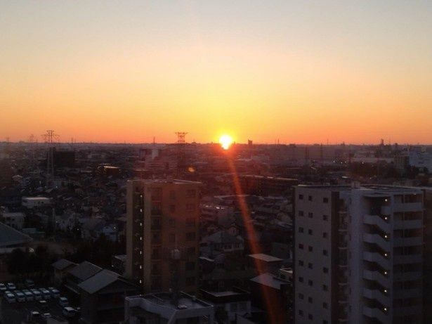 日の出の様子。「初日の出を楽しむ会」も楽しみだ 画像提供：草加市役所資産活用課