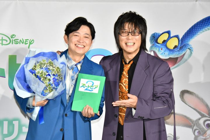映画『ズートピア２』声優発表イベントに登壇した、（左から）下野紘、森川智之 （C）2025 Disney Enterprises, Inc. All Rights Reserved. width=