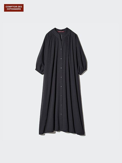 ユニクロのワッシャーコットンロングワンピース