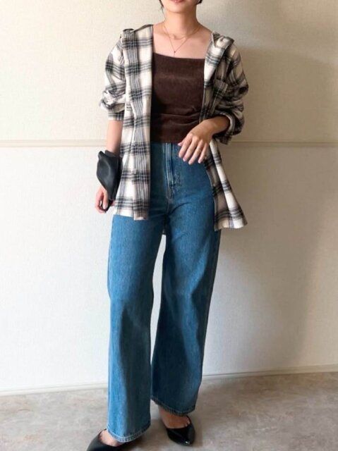 Style④旬のチェックシャツで秋カジュアル