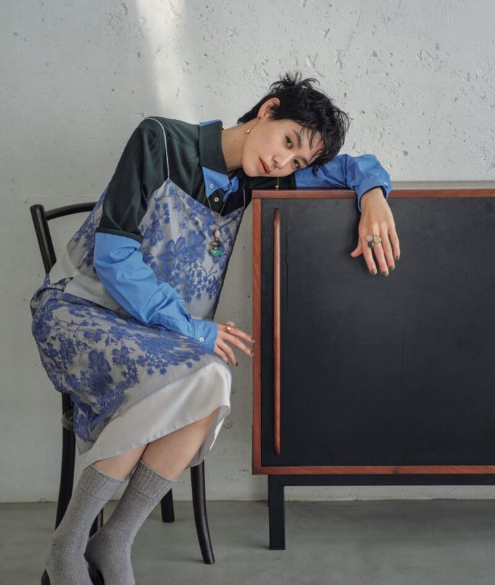 繊細なレースのセットアップが マチュアな大人カジュアルをかなえる