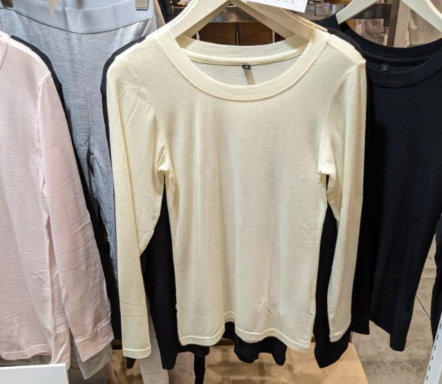 カシミヤブレンドウルトラライト長クルーネックT