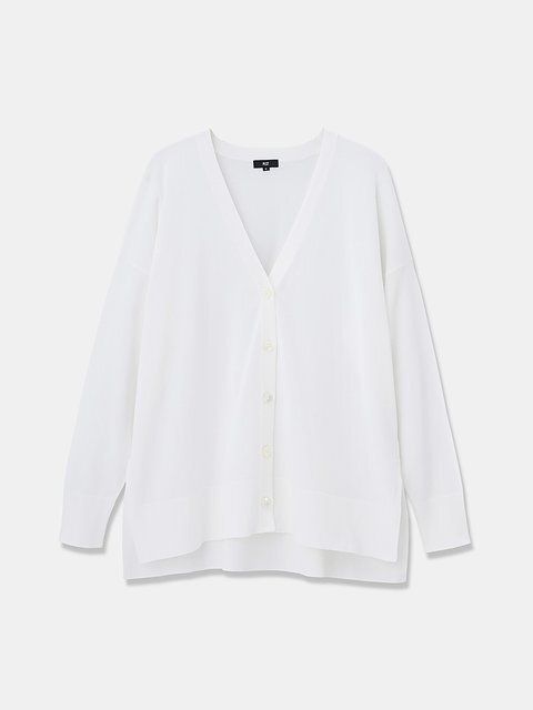 PLSTのコットンアセテートブレンドリラックスカーディガン