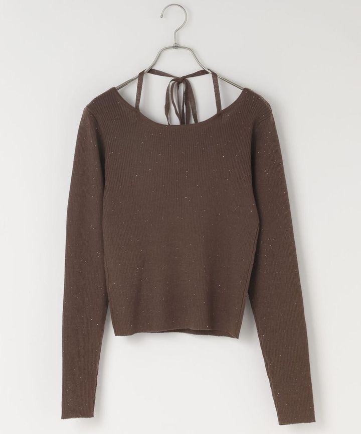 画像: 【前後着用可能】スパンコールラメプルオーバーＬＳ（ブラウン）¥5,500（ローリーズファーム） 出典：ローリーズファーム