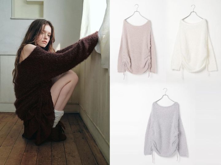 画像: ドロストシャギーニット（ブラウン / ピンク / オフホワイト / グレー）各¥6,600（すべてヘザー）※11/8〜9入荷予定 出典：ヘザー