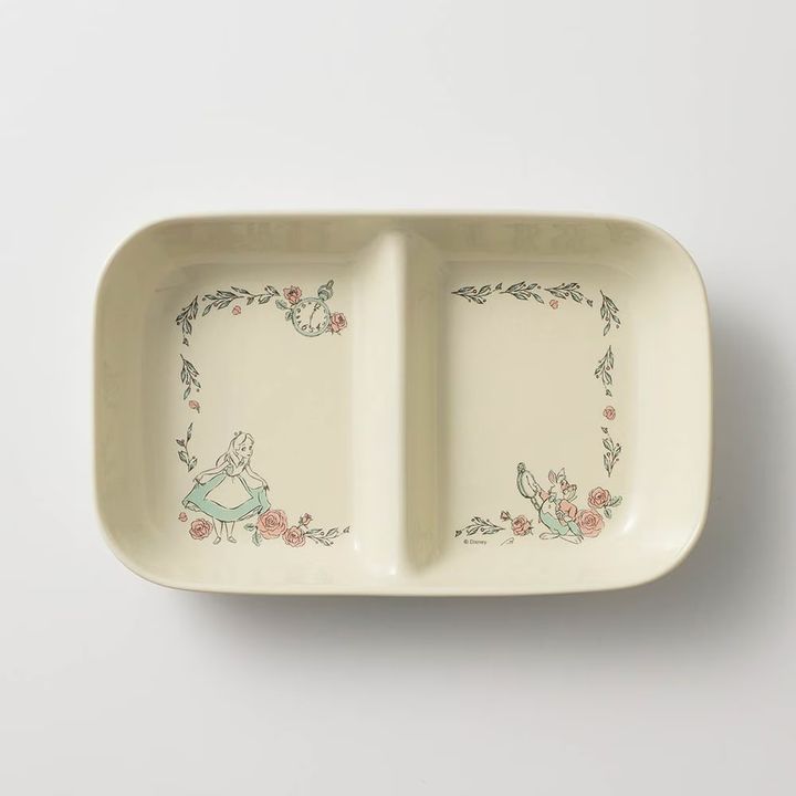 洗い物が減る２つ仕切りのランチプレート アリス＆白うさぎ