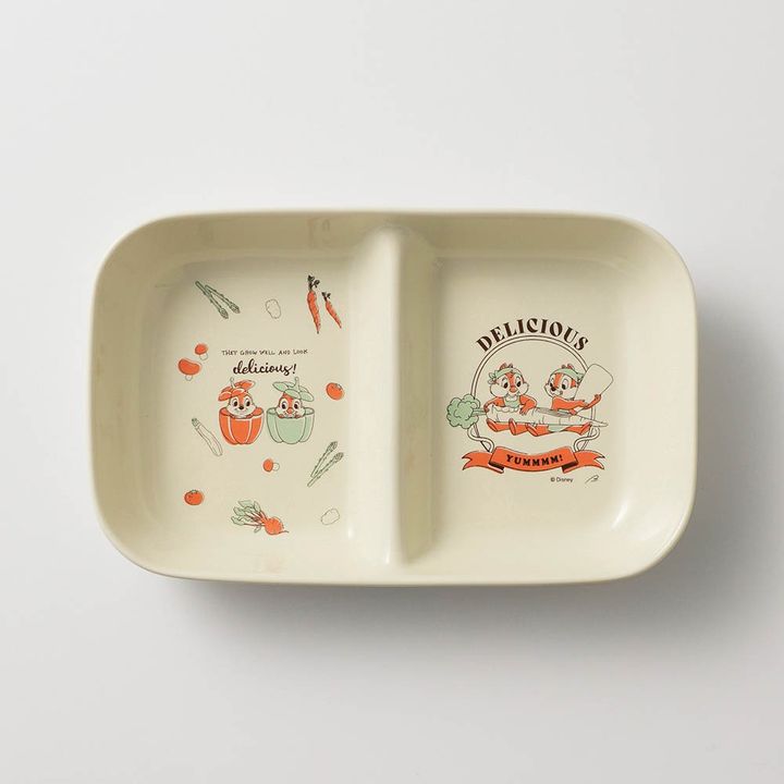 洗い物が減る２つ仕切りのランチプレート チップ＆デール