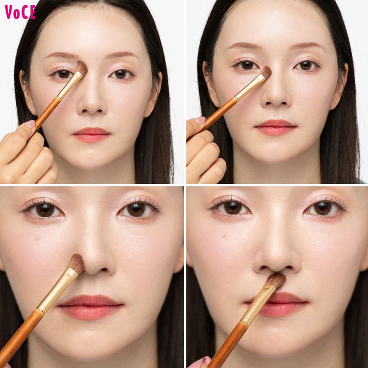 2. ノーズシャドウをしっかり入れて、立体的な鼻をつくる