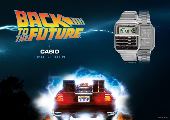 カシオ計算機が、ユニバーサル・ピクチャーズ／アンブリン・エンターテインメントの映画「Back to the Future（バック・トゥ・ザ・フューチャー）」の公開40周年を記念し、同作にインスパイアされたデジタルウオッチ『CA-500WEBF』を10月21日に発売する。