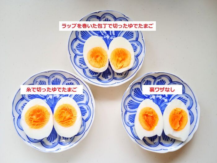 ゆでたまごをスパッとキレイにカットする裏ワザ。可愛すぎる！お花の飾り切りのやり方も♪