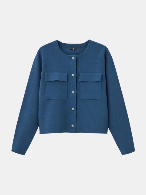 2025plst秋レーヨンブレンドクルーネックカーディガン