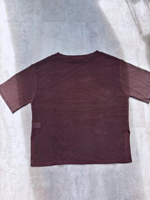 GU メッシュニットオーバーサイズプルオーバー（5分袖）Q DARK BROWN