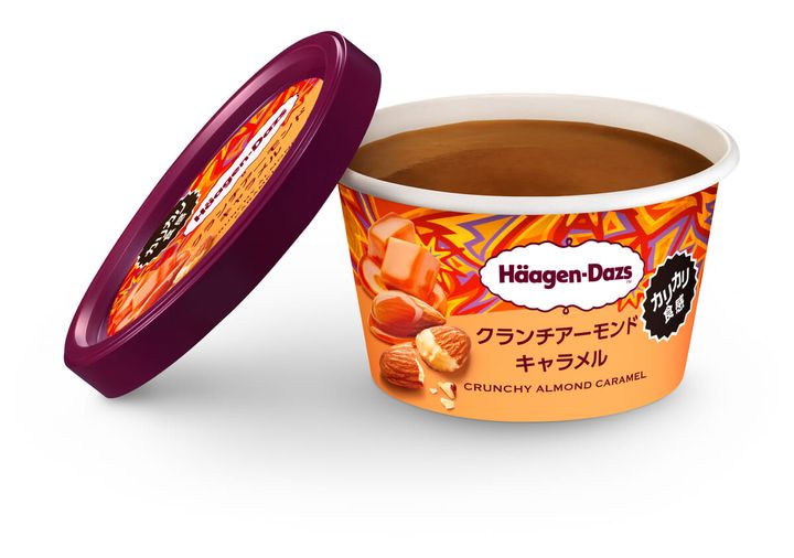 ミニカップ『クランチアーモンドキャラメル』 蓋を外したイメージ