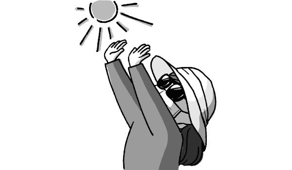 イラスト 手の平日光浴