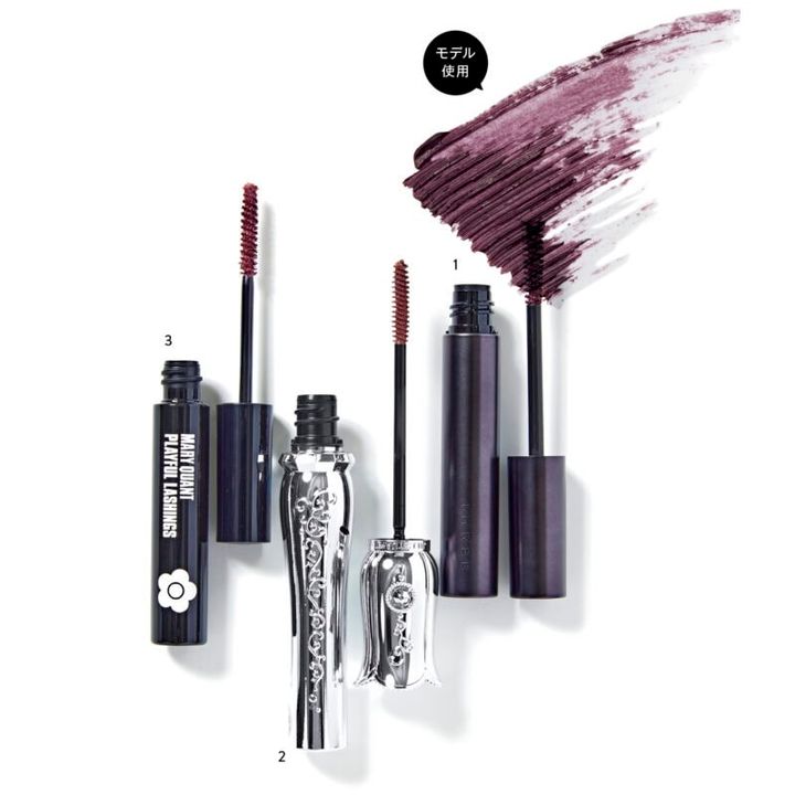 1_ワイズアイズパースペクティヴ マスカラ 07（THREE） 2_ブルーミングラッシュ フィルムカーラー 102 ¥3,300（ジルスチュアート ビューティ・限定につき販売終了の可能性あり） 3_プレイフル ラッシングス 06 ¥3,520（マリークワント コスメチックス・限定）