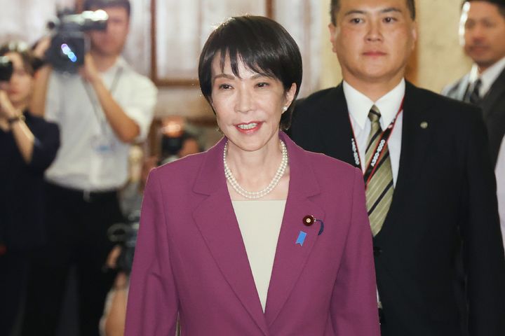 自民党の高市早苗総裁（2025年10月15日、時事）