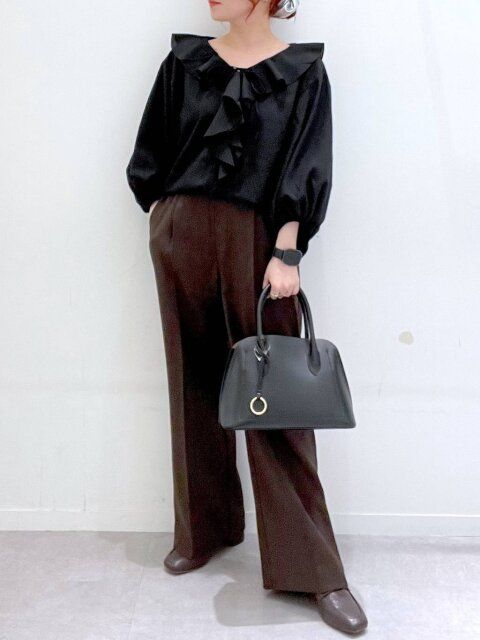 2025秋グローバルワークラッフルフリルブラウス