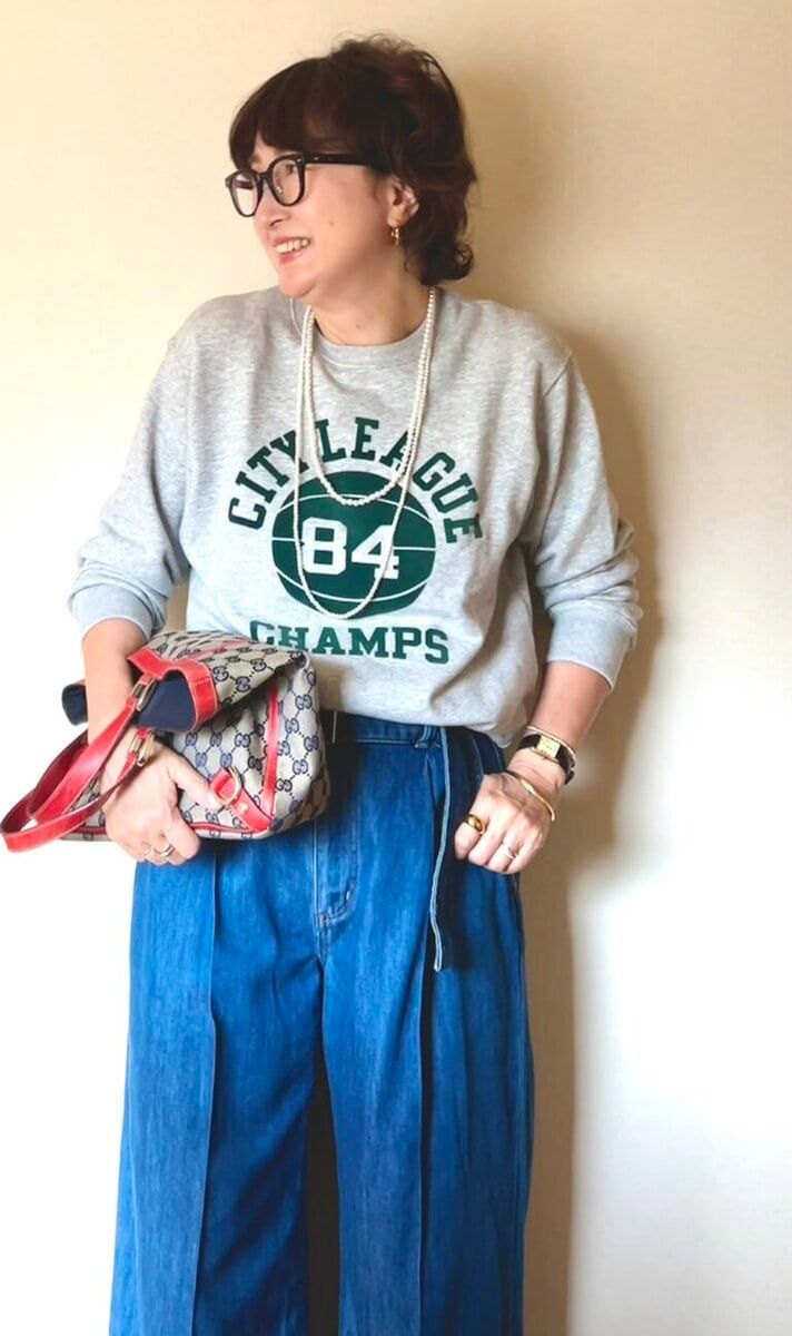 yumikoさんスウェット×デニムコーデポイント