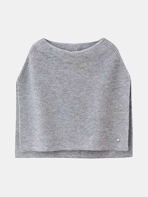 PLSTのスパンコールニットケープ