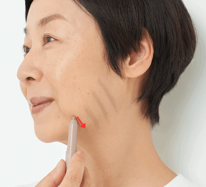 【1】もたつきが気になる部分に上から下に縦線を引く