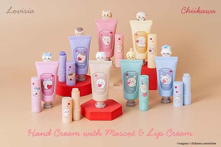 「Lovisia ちいかわマスコットハンドクリーム」と「Lovisia ちいかわリップクリーム ハートシリーズ」