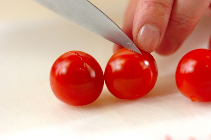 プチトマトの大葉和えの下準備1