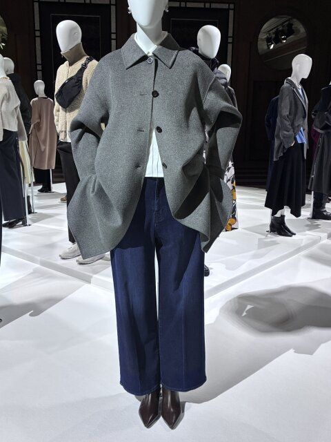 2025plst秋冬ウールブレンドリバーシャツコートマネキンコーデ