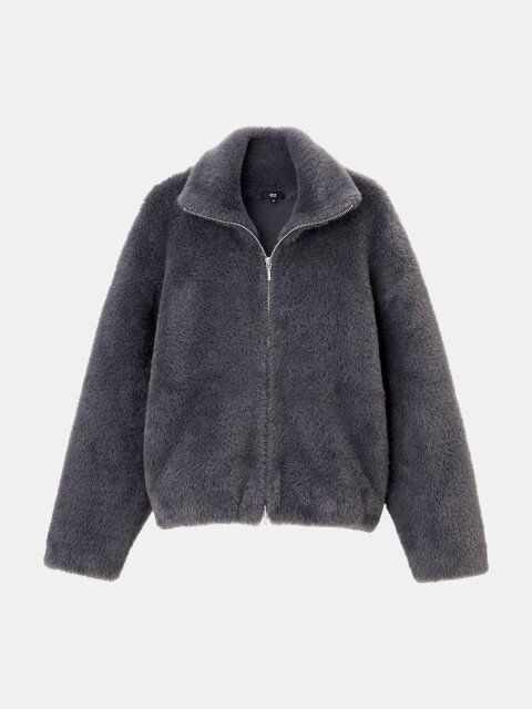 2025plst秋冬フェザーヤーンジップアップブルゾン