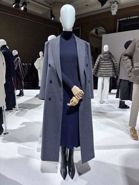 2025plst秋冬ウールブレンドテーラードロングコートマネキンコーデ