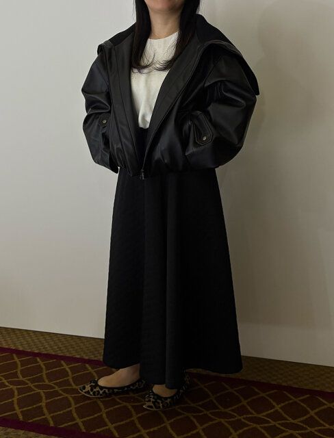 2025plst秋冬フェイクレザービッグカラーブルゾン試着きれいめ
