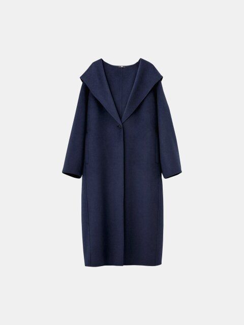 2025plst秋冬ウールブレンドリバーフーディーロングコート